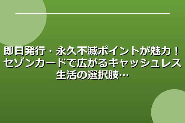 即日発行・永久不滅ポイントが魅力！セゾンカードで広がるキャッシュレス生活の選択肢